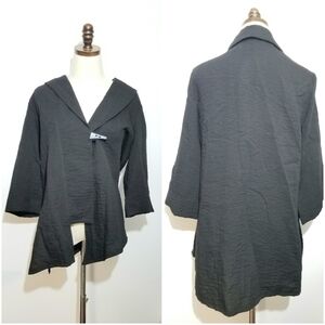 Gump's Black Kimono Cardigan, Single button, Fits M-L